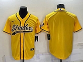 Men's Pittsburgh Steelers Blank Yellow With Patch Cool Base Stitched Baseball Jersey,baseball caps,new era cap wholesale,wholesale hats