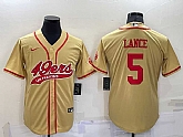 Men's San Francisco 49ers #5 Trey Lance Gold Stitched Cool Base Nike Baseball Jersey,baseball caps,new era cap wholesale,wholesale hats