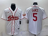 Men's San Francisco 49ers #5 Trey Lance White Stitched Cool Base Nike Baseball Jersey,baseball caps,new era cap wholesale,wholesale hats