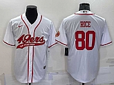 Men's San Francisco 49ers #80 Jerry Rice White With Patch Cool Base Stitched Baseball Jersey,baseball caps,new era cap wholesale,wholesale hats