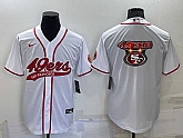 Men's San Francisco 49ers White Team Big Logo With Patch Cool Base Stitched Baseball Jersey,baseball caps,new era cap wholesale,wholesale hats