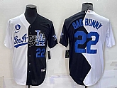 Mens Los Angeles Dodgers #22 Bad Bunny White Black Number 2022 Celebrity Softball Game Cool Base Jersey,baseball caps,new era cap wholesale,wholesale hats