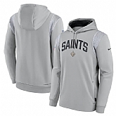 Mens New Orleans Saints Gray Sideline Stack Performance Pullover Hoodie,baseball caps,new era cap wholesale,wholesale hats