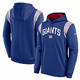 Mens New York Giants Blue Sideline Stack Performance Pullover Hoodie