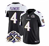 Men & Women & Youth Baltimore Ravens #4 Zay Flowers Black White 2023 F.U.S.E With Patch Throwback Vapor Limited Stitched Jersey,baseball caps,new era cap wholesale,wholesale hats