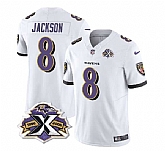 Men & Women & Youth Baltimore Ravens #8 Lamar Jackson White 2023 F.U.S.E With Patch Throwback Vapor Limited Stitched Jersey,baseball caps,new era cap wholesale,wholesale hats