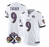 Men & Women & Youth Baltimore Ravens #9 Justin Tucker White 2023 F.U.S.E With Patch Throwback Vapor Limited Stitched Jersey,baseball caps,new era cap wholesale,wholesale hats