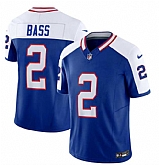 Men & Women & Youth Buffalo Bills #2 Tyler Bass Blue White 2023 F.U.S.E. Throwback Vapor Untouchable Limited Football Stitched Jersey,baseball caps,new era cap wholesale,wholesale hats