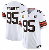 Men & Women & Youth Cleveland Browns #95 Myles Garrett White 2023 F.U.S.E. With 4-Star C Patch And Jim Brown Memorial Patch Vapor Untouchable Limited Football Stitched Jersey,baseball caps,new era cap wholesale,wholesale hats