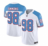 Men & Women & Youth Tennessee Titans #98 Jeffery Simmons White Blue 2023 F.U.S.E. Vapor Limited Throwback Jersey,baseball caps,new era cap wholesale,wholesale hats