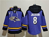 Men's Baltimore Ravens #8 Lamar Jackson Ageless Must-Have Lace-Up Pullover Hoodie