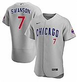 Men's Chicago Cubs #7 Dansby Swanson Gray Flex Base Stitched Baseball Jersey Dzhi,baseball caps,new era cap wholesale,wholesale hats