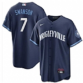 Men's Chicago Cubs #7 Dansby Swanson Navy City Connect Cool Base Stitched Baseball Jersey Dzhi