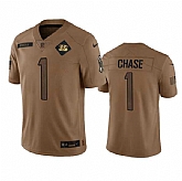 Men's Cincinnati Bengals #1 Ja'Marr Chase 2023 Brown Salute To Service Limited Football Stitched Jersey Dyin,baseball caps,new era cap wholesale,wholesale hats