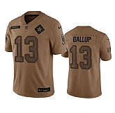 Men's Dallas Cowboys #13 Michael Gallup 2023 Brown Salute To Service Limited Football Stitched Jersey Dyin,baseball caps,new era cap wholesale,wholesale hats