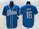 Men's Detroit Lions #16 Jared Goff Blue Cool Base Stitched Baseball Jersey,baseball caps,new era cap wholesale,wholesale hats