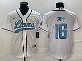 Men's Detroit Lions #16 Jared Goff White Cool Base Stitched Baseball Jersey,baseball caps,new era cap wholesale,wholesale hats