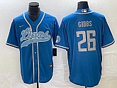 Men's Detroit Lions #26 Jahmyr Gibbs Blue Cool Base Stitched Baseball Jersey,baseball caps,new era cap wholesale,wholesale hats