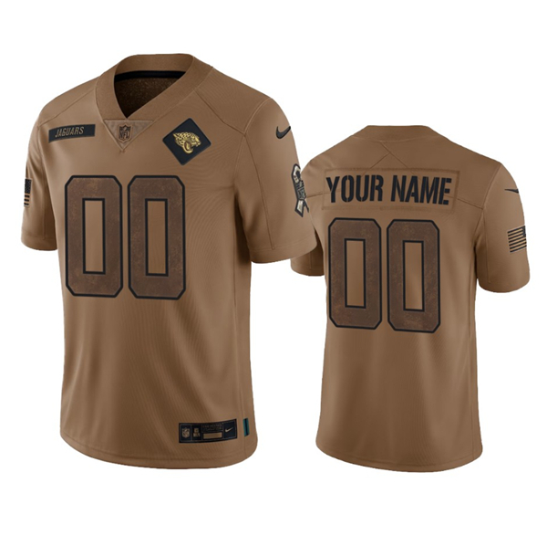 Men's Jacksonville Jaguars Active Player Custom 2023 Brown Salute To Service Limited Football Stitched Jersey
