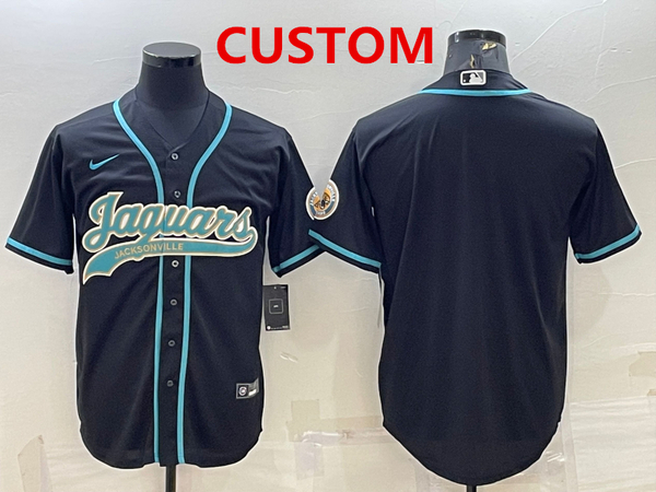 Men's Jacksonville Jaguars Custom Black With Patch Cool Base Stitched Baseball Jersey 