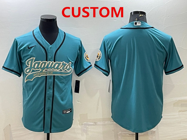 Men's Jacksonville Jaguars Custom Teal With Patch Cool Base Stitched Baseball Jersey 