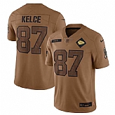 Men's Kansas City Chiefs #87 Travis Kelce 2023 Brown Salute To Service Limited Football Stitched Jersey Dyin,baseball caps,new era cap wholesale,wholesale hats