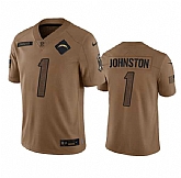 Men's Los Angeles Chargers #1 Quentin Johnston 2023 Brown Salute To Service Limited Football Stitched Jersey Dyin,baseball caps,new era cap wholesale,wholesale hats