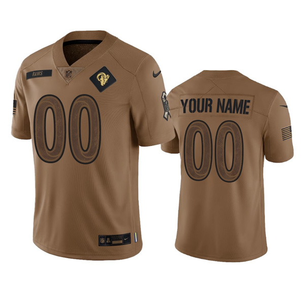 Men's Los Angeles Rams Active Player Custom 2023 Brown Salute To Setvice Limited Football Stitched Jersey