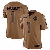 Men's Miami Dolphins #1 Tua Tagovailoa 2023 Brown Salute To Service Limited Football Stitched Jersey Dyin,baseball caps,new era cap wholesale,wholesale hats
