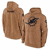 Men's Miami Dolphins 2023 Brown Salute to Service Pullover Hoodie