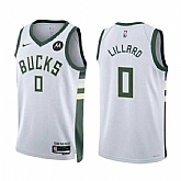 Men's Milwaukee Bucks #0 Damian Lillard White Stitched Basketball Jersey Dzhi,baseball caps,new era cap wholesale,wholesale hats