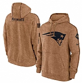 Men's New England Patriots 2023 Brown Salute to Service Pullover Hoodie