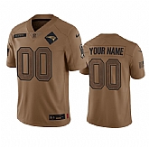 Men's New England Patriots Active Player Custom 2023 Brown Salute To Setvice Limited Football Stitched Jersey