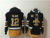 Men's New Orleans Saints #12 Chris Olave Black Ageless Must-Have Lace-Up Pullover Hoodie,baseball caps,new era cap wholesale,wholesale hats