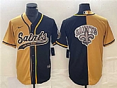 Men's New Orleans Saints Black Gold Split Team Big Logo Cool Base Stitched Baseball Jersey,baseball caps,new era cap wholesale,wholesale hats