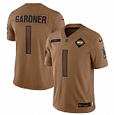 Men's New York Jets #1 Sauce Gardner 2023 Brown Salute To Service Limited Football Stitched Jersey Dyin,baseball caps,new era cap wholesale,wholesale hats