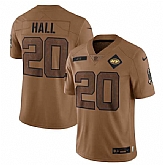 Men's New York Jets #20 Breece Hall 2023 Brown Salute To Service Limited Football Stitched Jersey Dyin,baseball caps,new era cap wholesale,wholesale hats