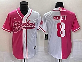 Men's Pittsburgh Steelers #8 Kenny Pickett Pink White Two Tone With Patch Cool Base Stitched Baseball Jersey,baseball caps,new era cap wholesale,wholesale hats