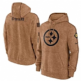 Men's Pittsburgh Steelers 2023 Brown Salute to Service Pullover Hoodie,baseball caps,new era cap wholesale,wholesale hats
