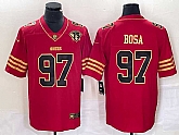 Men's San Francisco 49ers #97 Nick Bosa Red 75th Patch Golden Edition Stitched Nike Limited Jersey,baseball caps,new era cap wholesale,wholesale hats