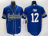 Men's Seattle Seahawks #12 Fan Blue Blue With Patch Cool Base Stitched Baseball Jersey,baseball caps,new era cap wholesale,wholesale hats