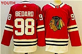 Youth Chicago Blackhawks #98 Connor Bedard Red Black Stitched Jersey