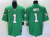 Youth Philadelphia Eagles #1 Jalen Hurts Green Vapor Limited With C Patch Stitched Football Jersey,baseball caps,new era cap wholesale,wholesale hats
