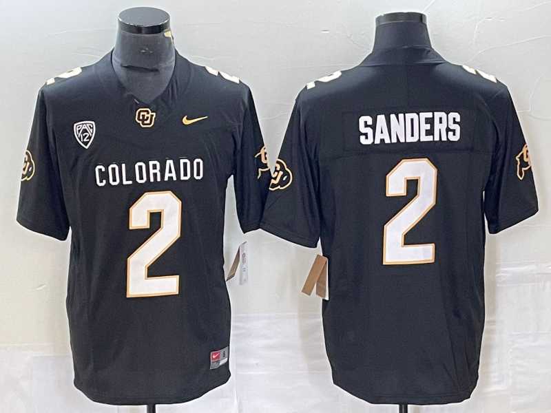Men's Colorado Buffaloes #2 Shedeur Sanders Black 2023 F.U.S.E. Stitched Football Jersey