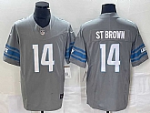 Men's Detroit Lions #14 Amon Ra St Brown Grey 2023 FUSE Vapor Limited Stitched Jersey,baseball caps,new era cap wholesale,wholesale hats