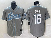 Men's Detroit Lions #16 Jared Goff Gray Cool Base Stitched Baseball Jersey,baseball caps,new era cap wholesale,wholesale hats