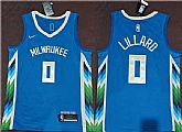 Men's Milwaukee Bucks #0 Damian Lillard Blue 2022-23 City Edition Stitched Basketball Jersey,baseball caps,new era cap wholesale,wholesale hats