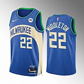 Men's Milwaukee Bucks #22 Khris Middleton Blue 2023-24 City Edition Stitched Basketball Jersey Dzhi,baseball caps,new era cap wholesale,wholesale hats