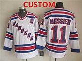 Men's New York Rangers Custom 1993 White Throwback CCM Jersey