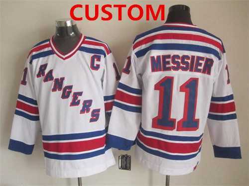 Men's New York Rangers Custom 1993 White Throwback CCM Jersey